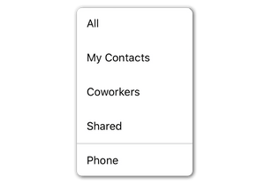 business phone app contacts menu