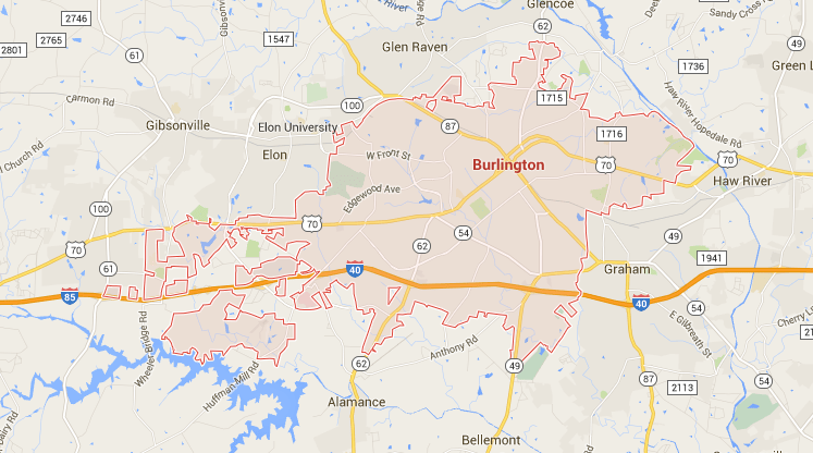 burlington nc map